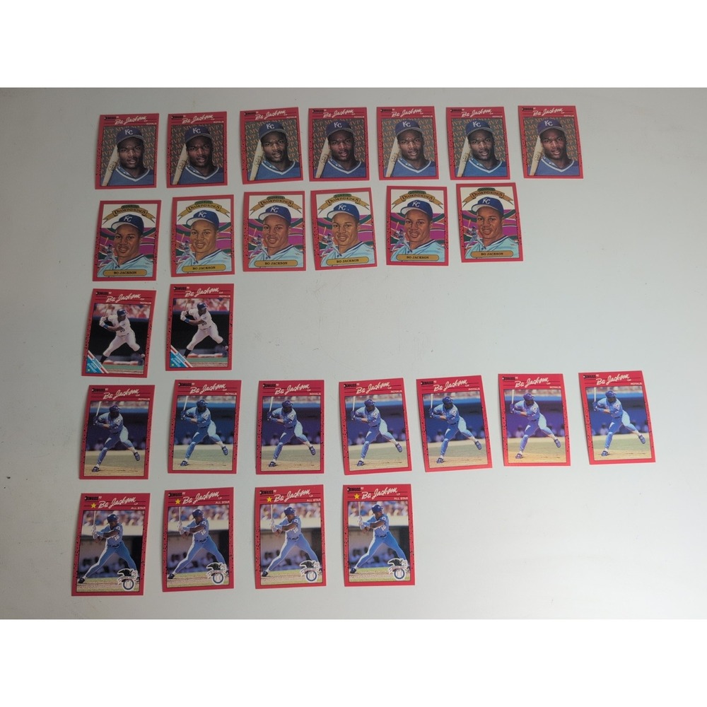 Lot Of 26 Bo Jackson 1990 Donruss Gradable Baseball Cards # BC-1, 1, 12, 61, 650